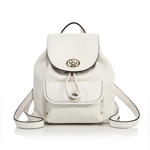 Coach Bags Coach All White Leather Mini Turn Lock Backpack Purse